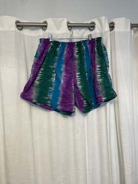 Vintage 90s Champion Nylon Swim Trunks Abstract Ikat Stripe Mesh Lined Size 2X
P